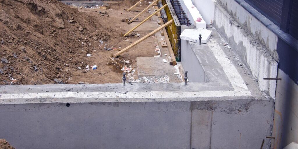 under construction concrete cement foundation